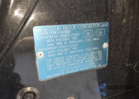 2007 Suzuki Grand Vitara Xsport from USA, damaged, VIN JS3TE944074202390